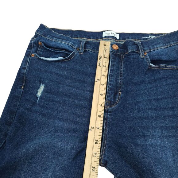 Nicole Miller Jeans Soho High Rise Ankle Skinny Size 14 Stretch Distressed Dark - Picture 7 of 15